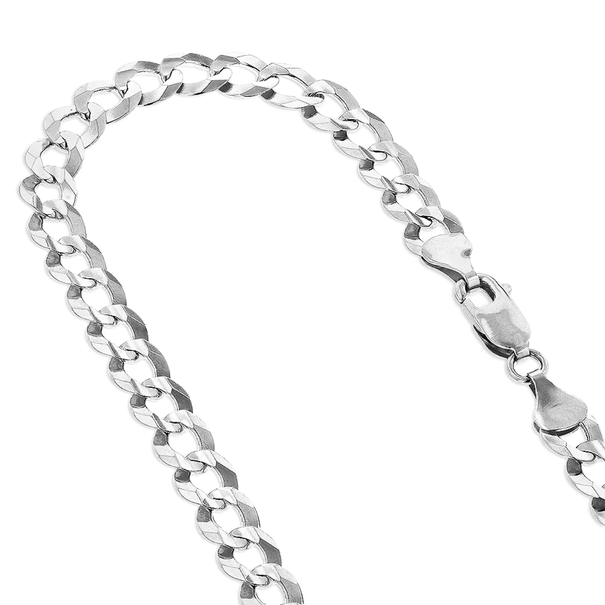 LUXURMAN Solid 14K White Gold Curb Chain For Men & Women Comfort 2.6mm Wide