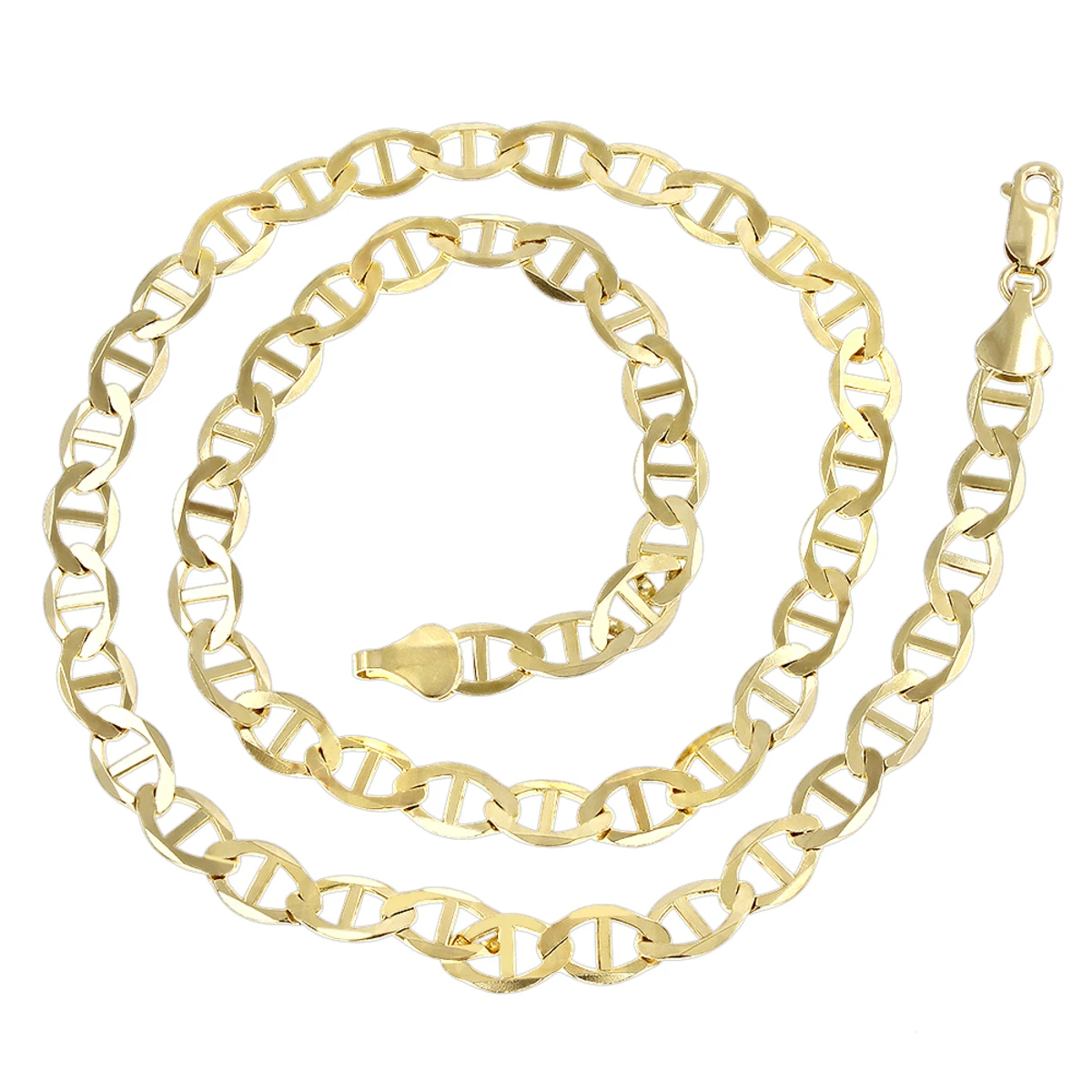 LUXURMAN Solid 14K Yellow Gold Mariner Chain For Men & Women 6.5mm Wide - Image 2