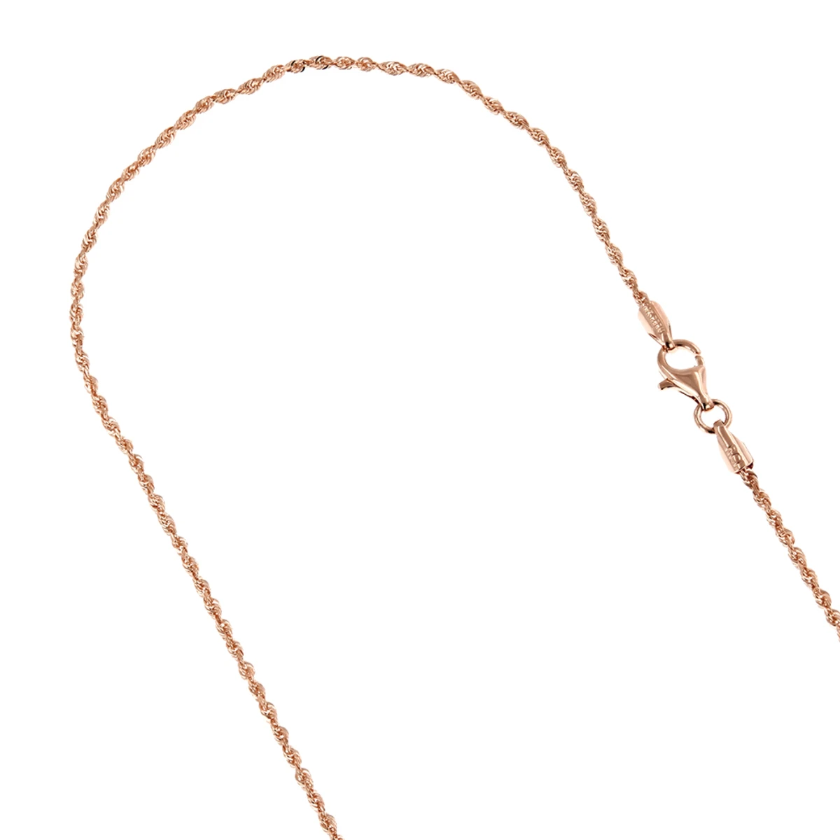 LUXURMAN Solid 14K Rose Gold Rope Chain For Men & Women Diamond Cut 1.5mm