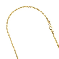 LUXURMAN Solid 14K Yellow Gold Rope Chain For Men & Women Diamond Cut 2.5mm
