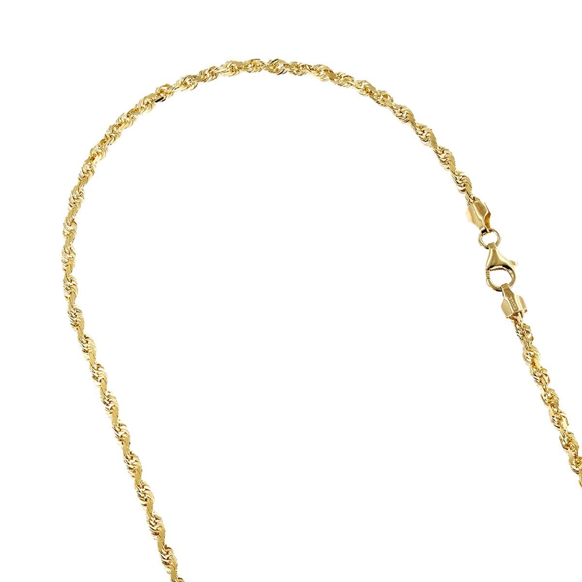 LUXURMAN Solid 14K Yellow Gold Rope Chain For Men & Women Diamond Cut 2.8mm