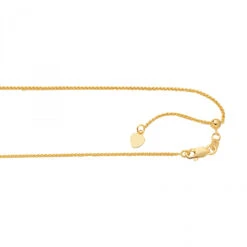 LUXURMAN Solid 14K Yellow Gold Round Wheat Chain Adjustable 1mm