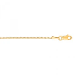 LUXURMAN Solid 14K Yellow Gold Wheat Chain For Women Round Diamond Cut 1mm