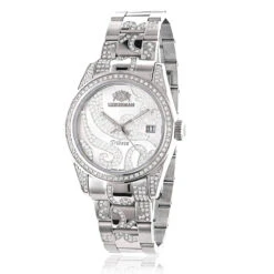 Luxurman Tribeca Women's Diamond Bezel & Band Watch 3ct Platinum Plated