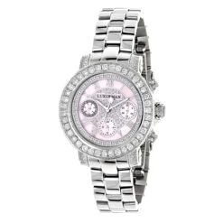 Luxurman Ladies Diamond Watch 3ct Pink