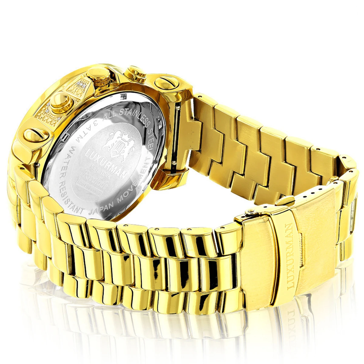 Luxurman Men's Oversized Diamond Watch 0.75ct Yellow Gold - Image 2
