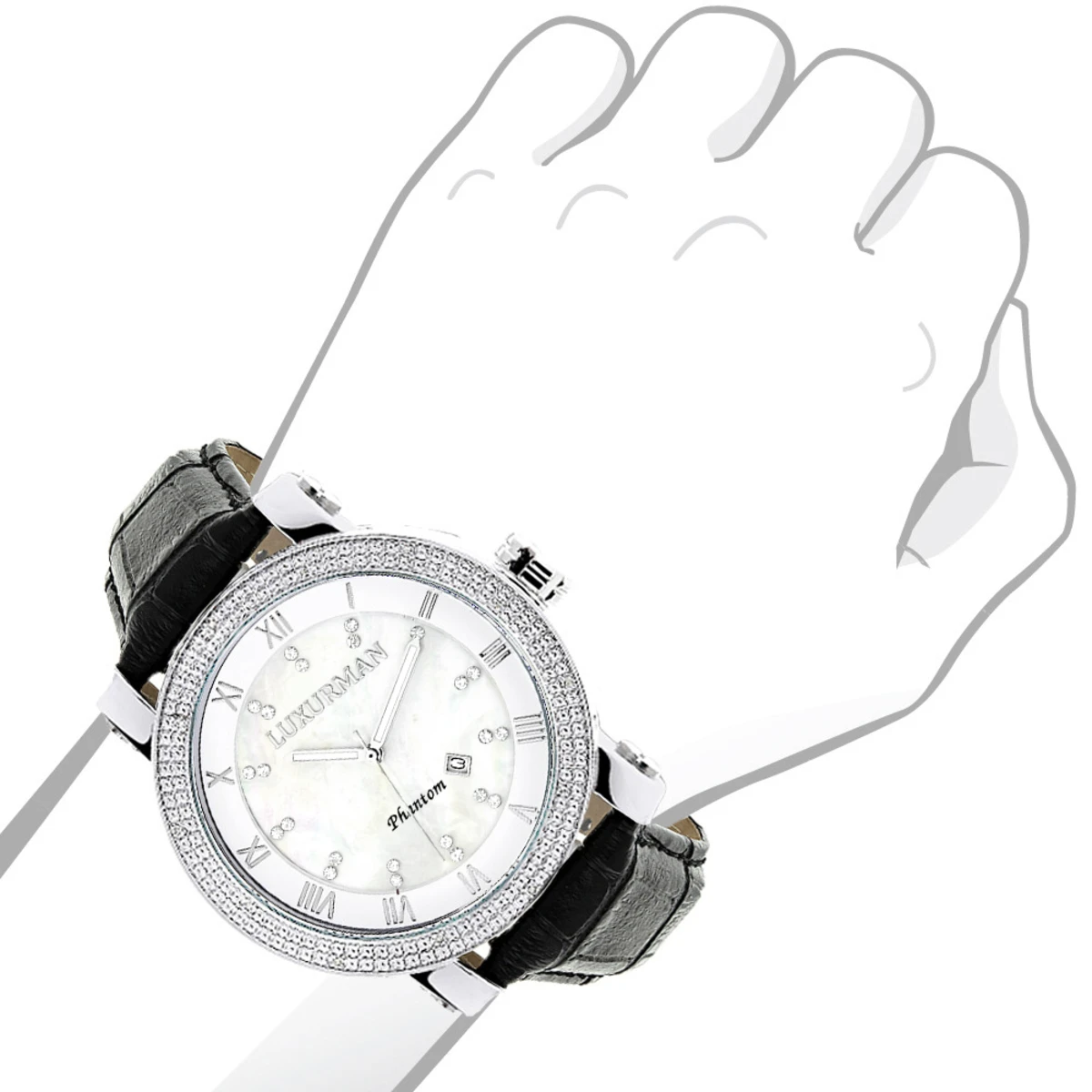 Luxurman Men's VS Diamond Watch .18ct White MOP - Image 3