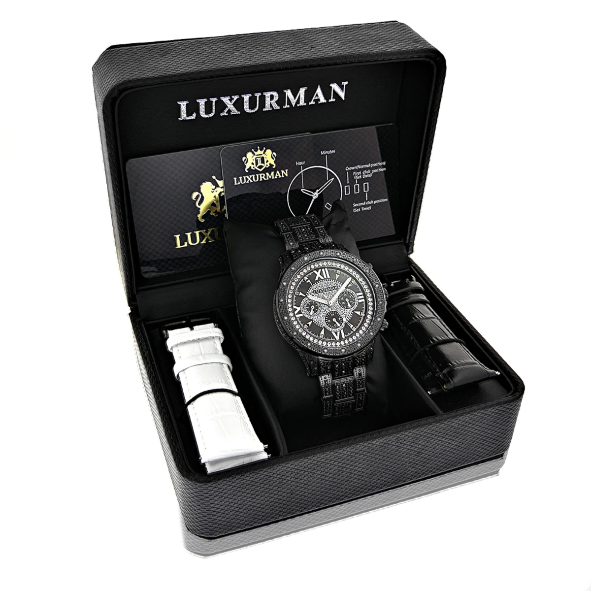 Men's Black Diamond Luxurman Watch 1.25ct Iced Out - Image 4