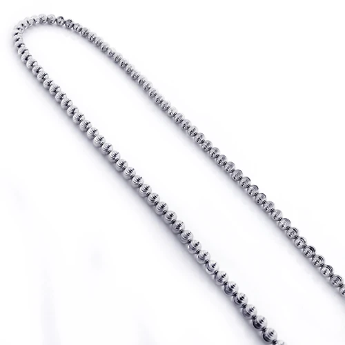 Men's 10K White Gold Ball Moon Cut Chain 4mm 22-30in - Image 2