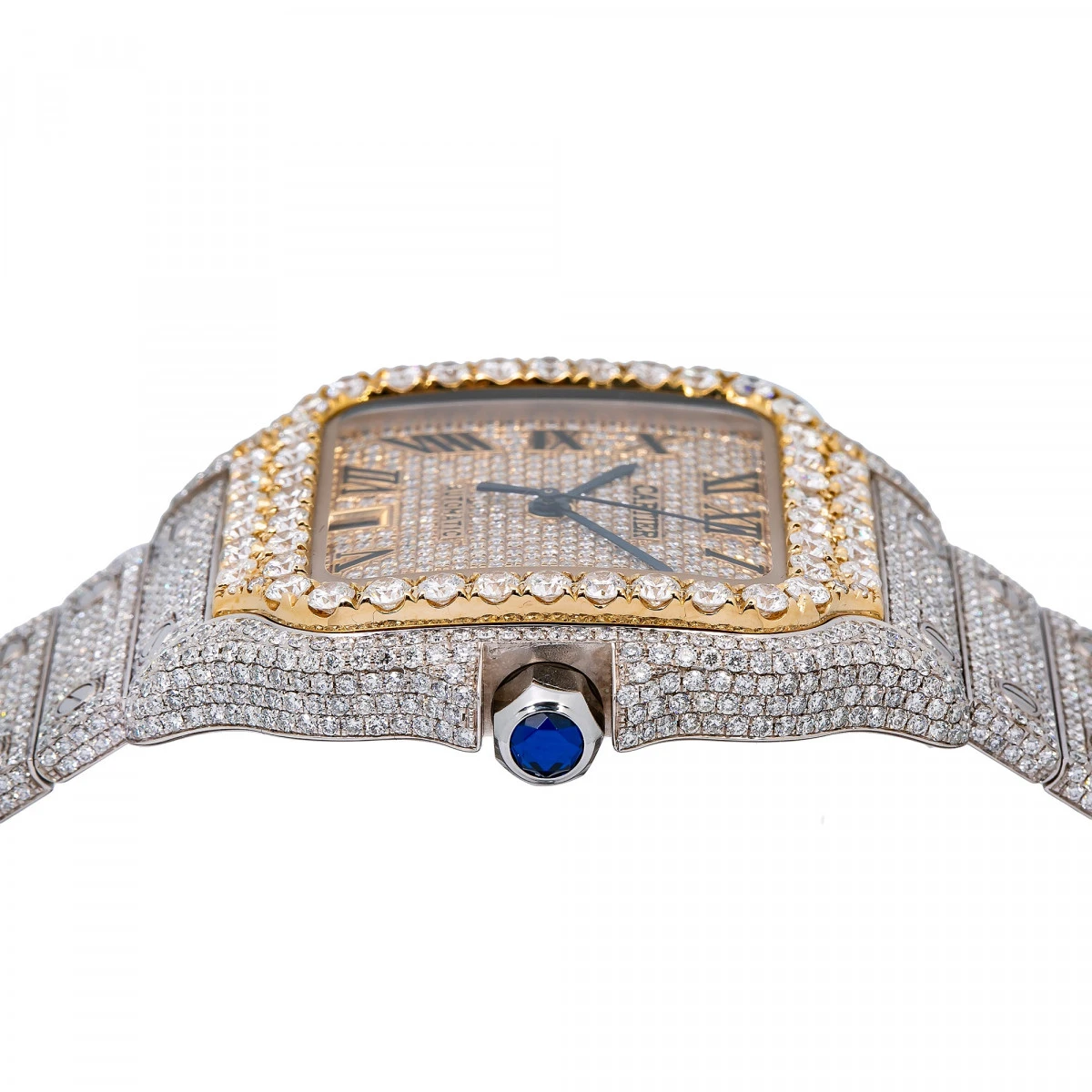 Men's Diamond Watch Cartier Santos De Cartier 40mm Yellow Dial - Image 4