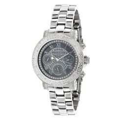 Ladies Diamond Watches By Luxurman 0.3ct Black MOP Montana