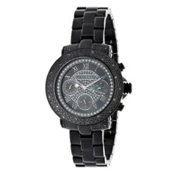 Unisex Diamond Luxurman Black Diamond Watch