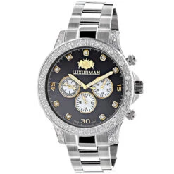 Men's Luxurman Diamond Watch 0.5ct Two Tone Liberty Swiss Movt