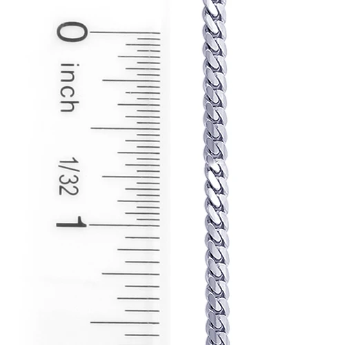 Miami 14K White Gold Cuban Link Chain For Men 3mm 22-40in - Image 3