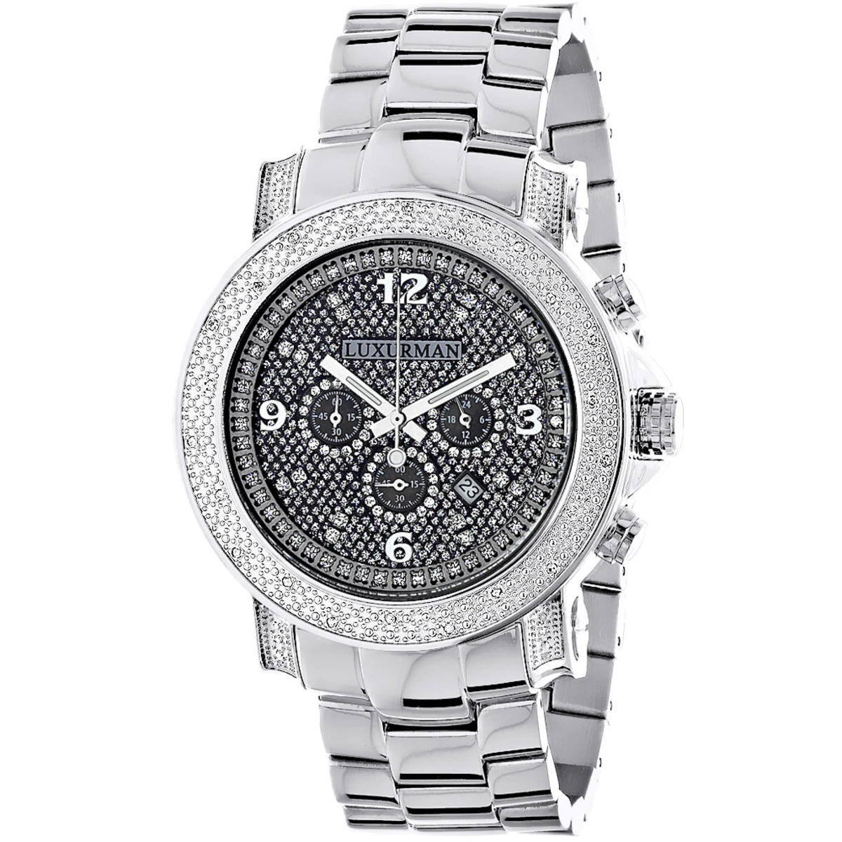 Oversized Diamond Luxurman Men's Diamond Watch 0.75ct