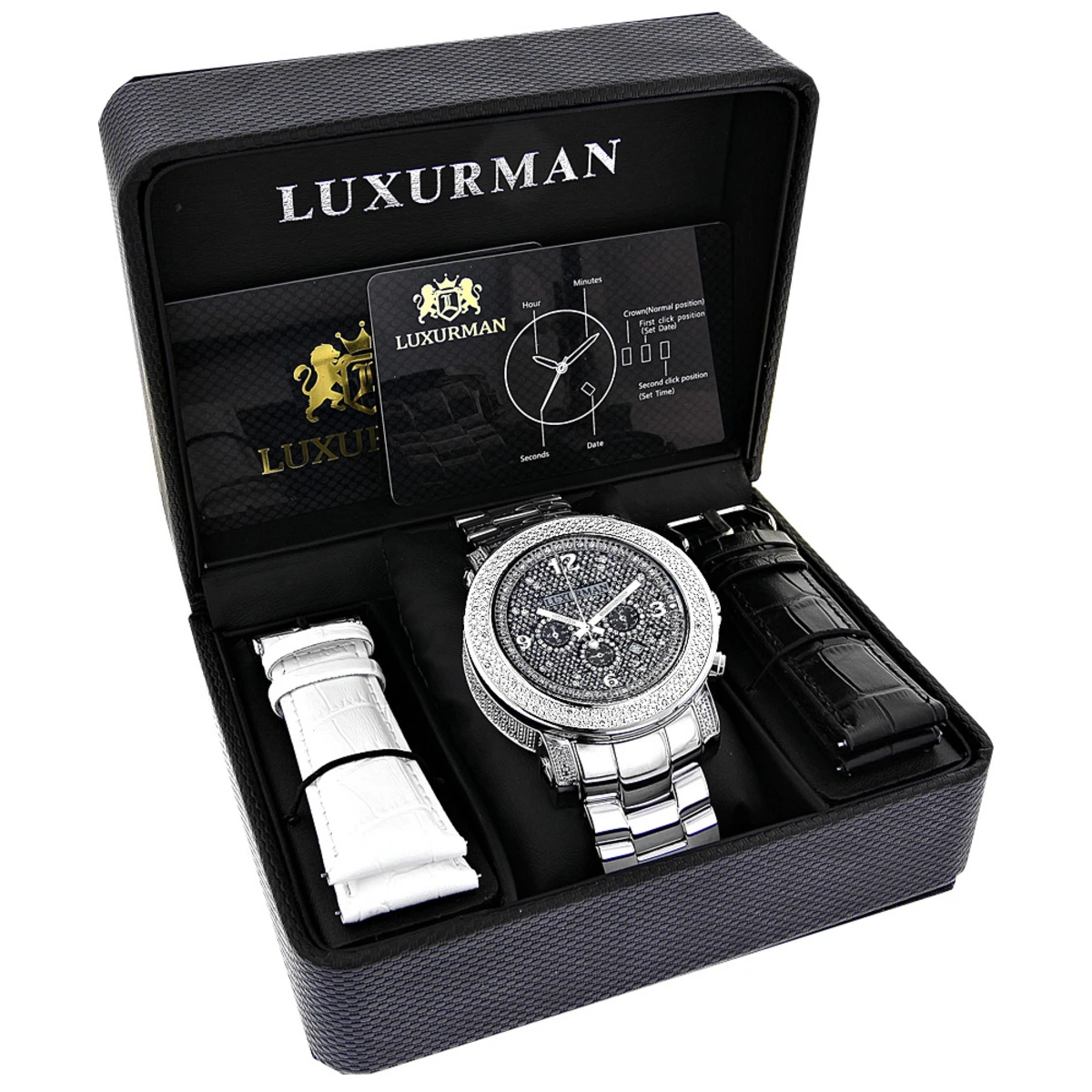 Oversized Diamond Luxurman Men's Diamond Watch 0.75ct - Image 4