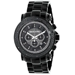 Oversized Luxurman Men's Black Diamond Watch 0.25ct