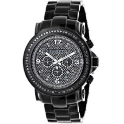 Oversized Men's Black Diamond Watch Iced Out Luxurman W Chronograph