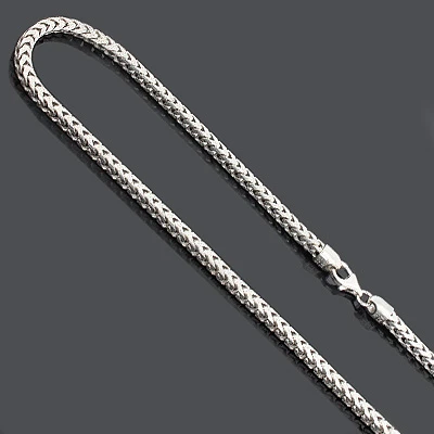 Sterling Silver Diamond Cut Franco Chain Necklace 3.5mm 36"