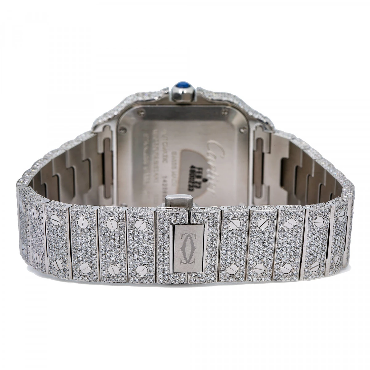 Unisex Diamond Watch Cartier Santos De Cartier 18K Gold Rose Gold Tone Dial - Image 5