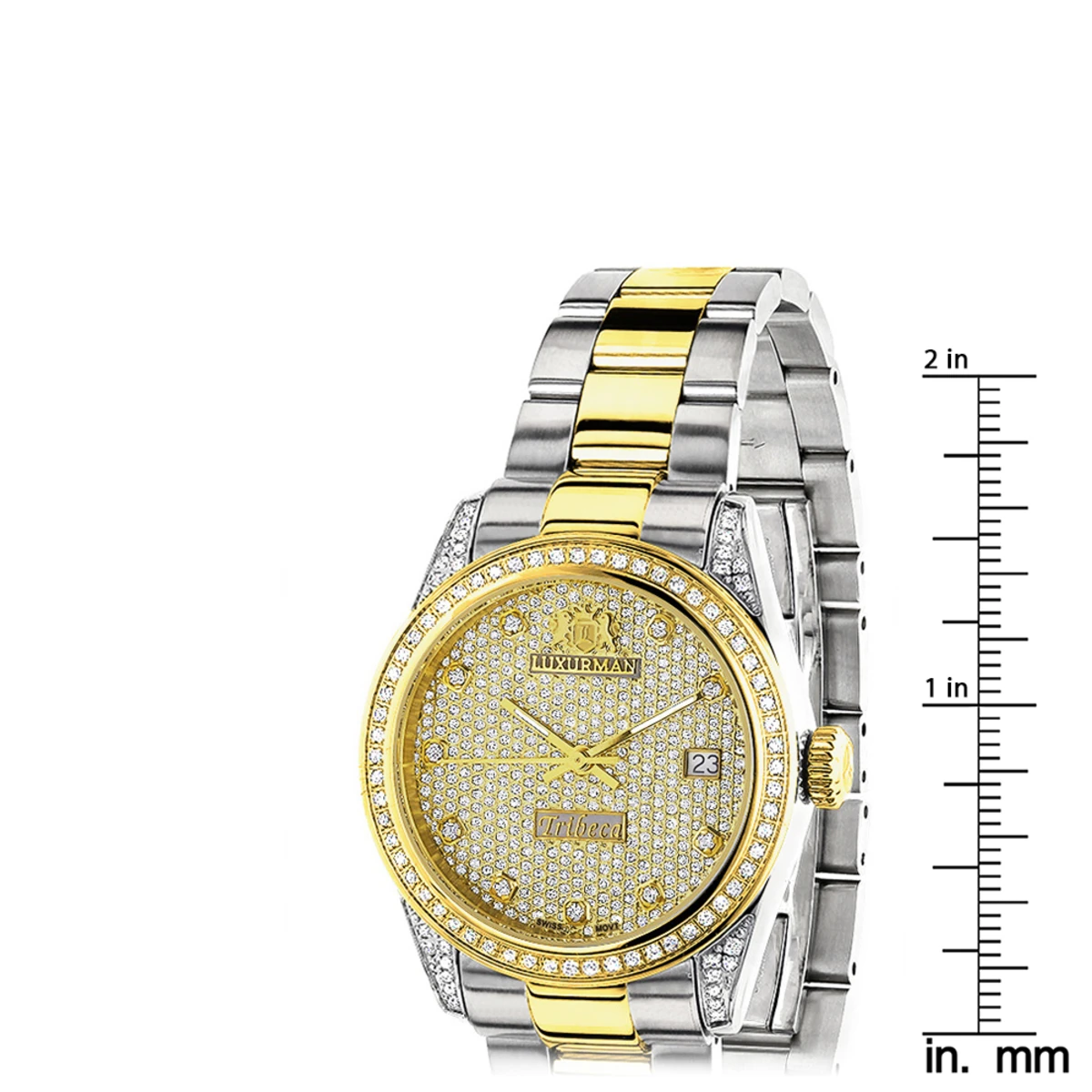 Women's White Yellow Gold Pltd Diamond Watch Two Tone Luxurman Tribeca 1.5ct - Image 5