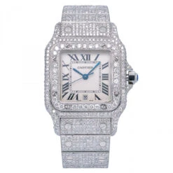 Women's Diamond Watch Cartier Santos De Cartier 29mm White Dial